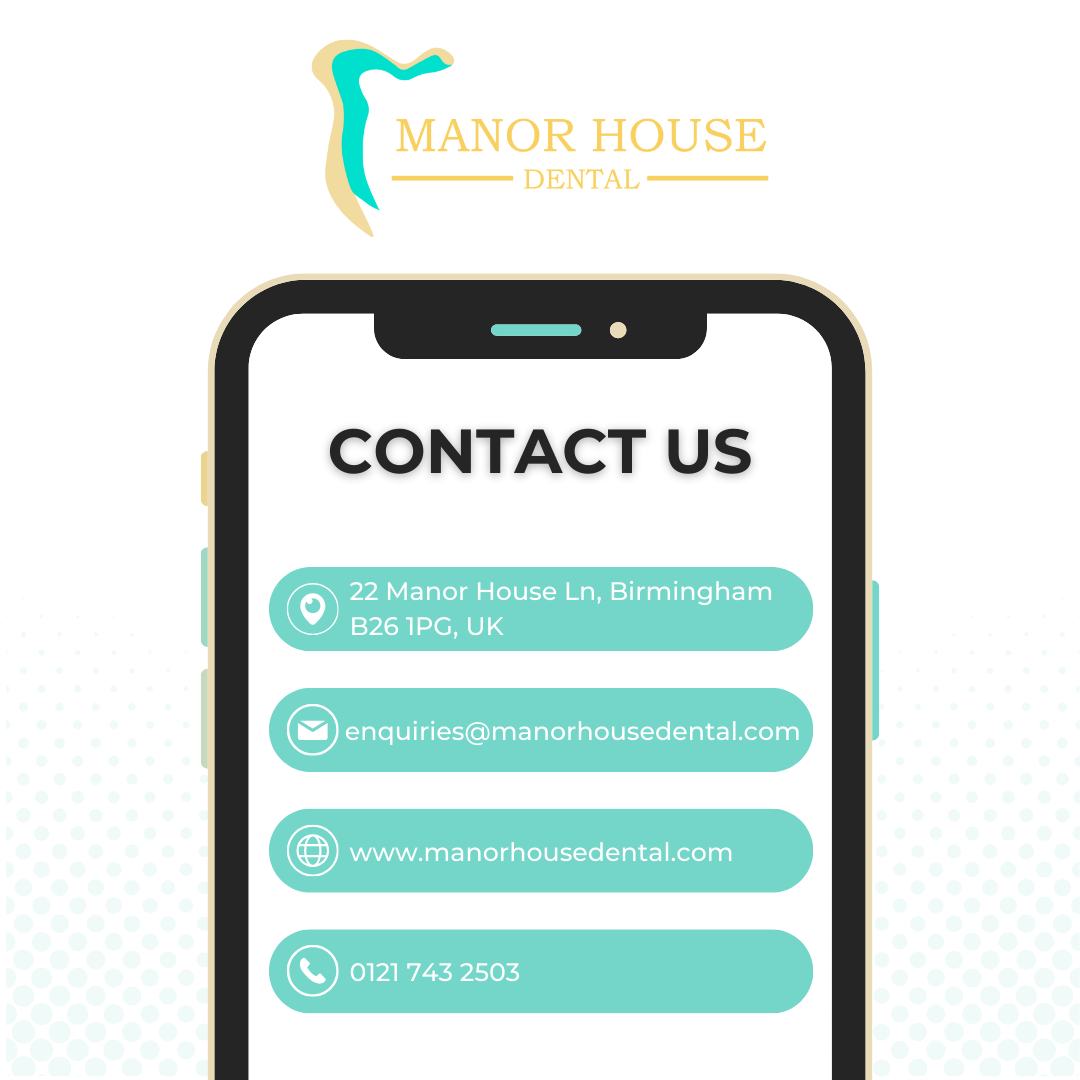 manor house dental graphic contact us details